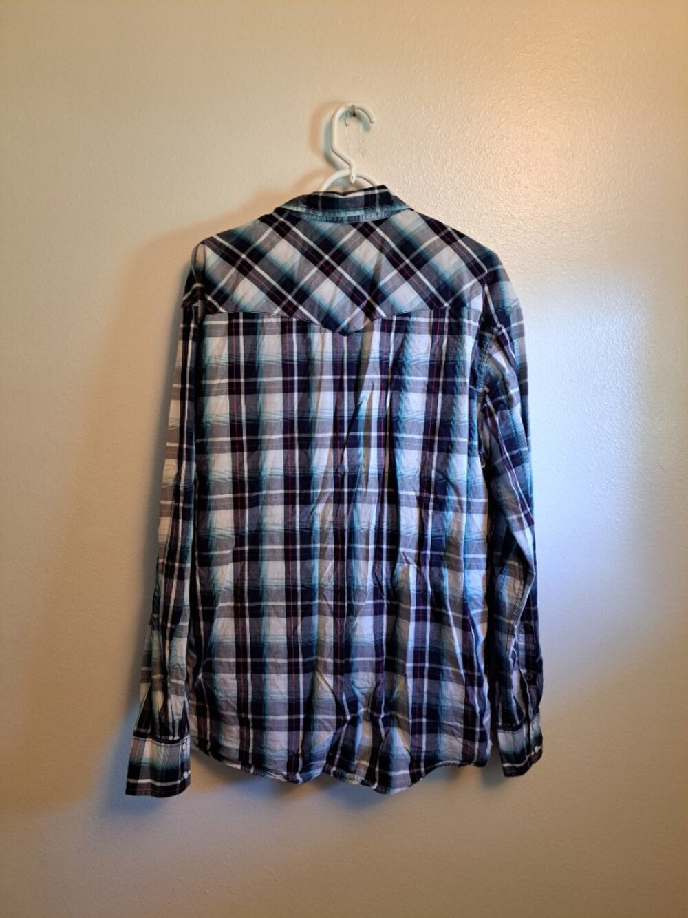 Cinch Blue & Red Plaid Pearl Snap Modern Fit Western Cowboy Long Sleeve Shirt - Picture 2 of 6